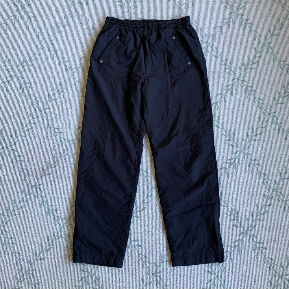 Jamie saddock // black windbreaker pants with zipper cuffs size small PAT